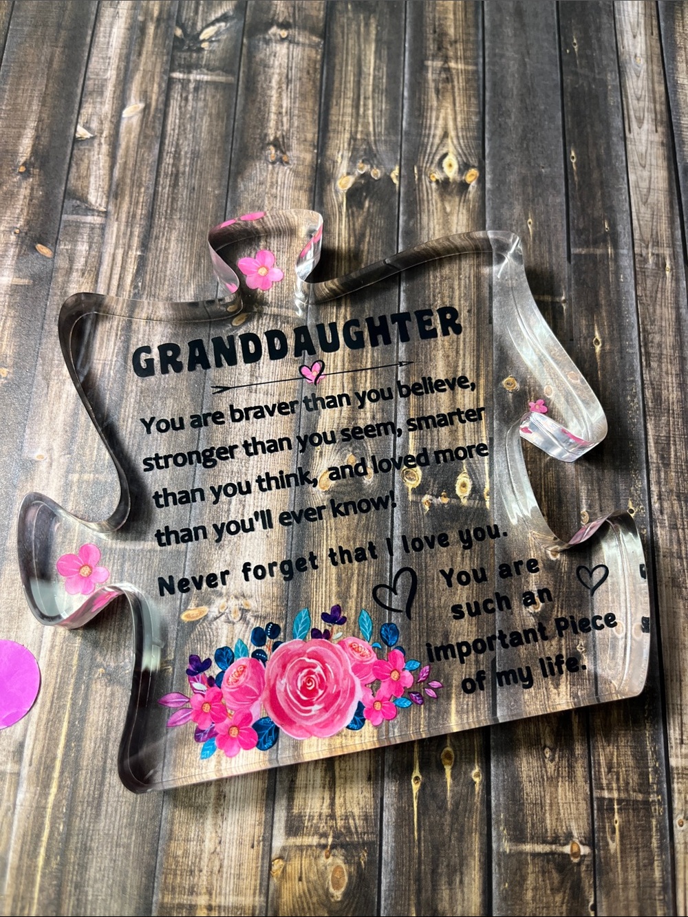 5for$10 Decorative Acrylic Puzzle Piece Sign Keepsake Gifts for Granddaughter